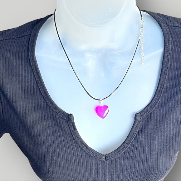 Lot/3 Vibrant Heart Pendants w/Black Necklace Set - Picture 5 of 12